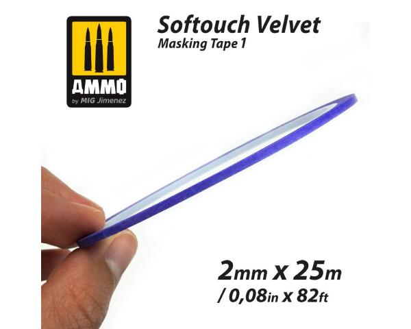 Softouch Velvet Masking Tape 1 (2mm x 25M) colle 21