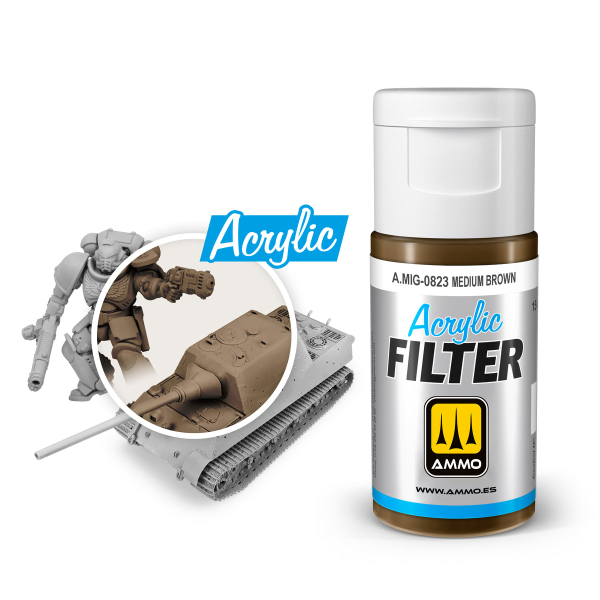 ACRYLIC FILTER Medium Brown - AMMO by Mig Jimenez