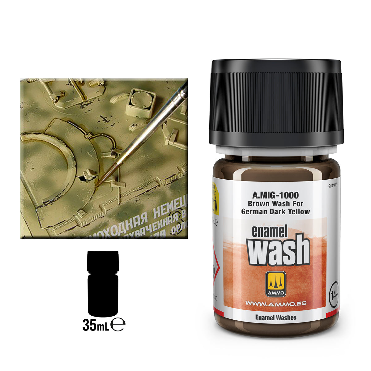 Brown WASH for German Dark Yellow - AMMO by Mig Jimenez