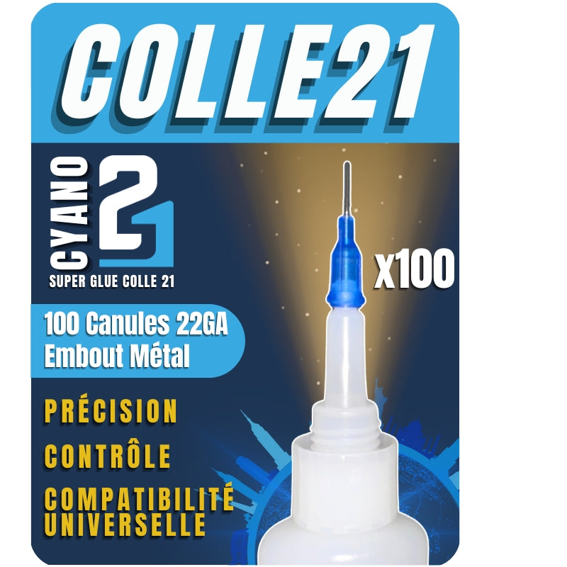 Canules de Précision avec Embout Métal 22GA By Super Glue Cyano Colle21