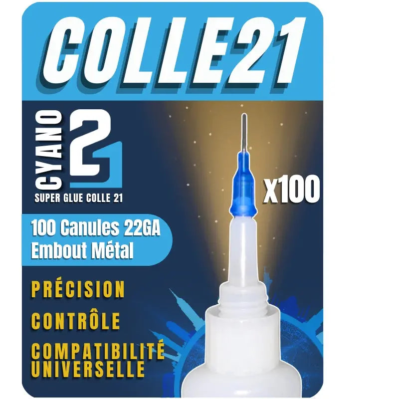 Canules de Précision avec Embout Métal 22GA By Super Glue Cyano Colle21