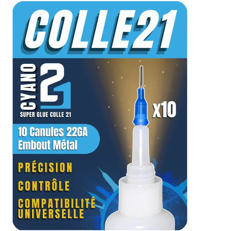 Canules de Précision avec Embout Métal 22GA By Super Glue Cyano Colle21