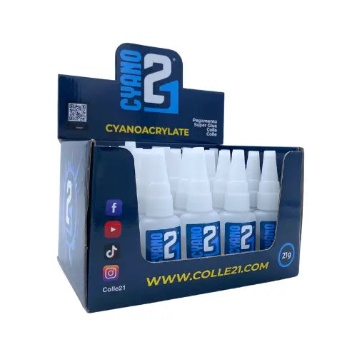 Super Glue Colle 21 - Display Box containing 25 bottles Super Glue Cyanoacrylate Colle21.(21gr)