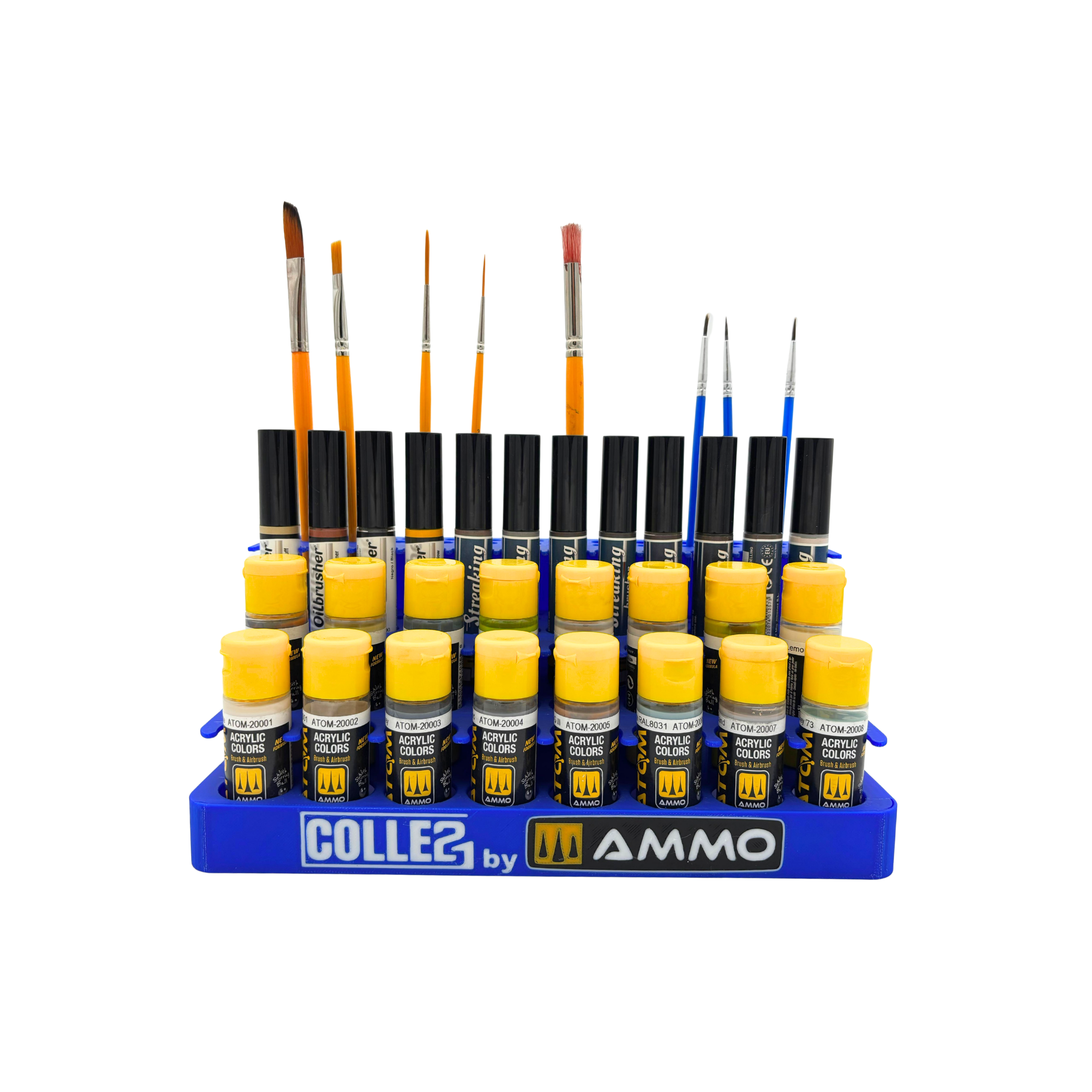 🎨Display Colle21 x AMMO by Mig Jimenez – Support pour 16 peintures, 48 pinceaux et 12 Oil Brush🖌️✨ Super Glue Colle 21
