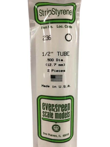 236 - .500" (12.7mm) OD WHITE POLYSTYRENE TUBING Evergreen Super Glue Colle 21