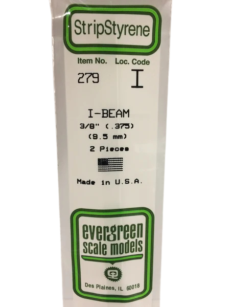 279 - .375" (9.5mm) OPAQUE WHITE POLYSTYRENE I-BEAM Evergreen