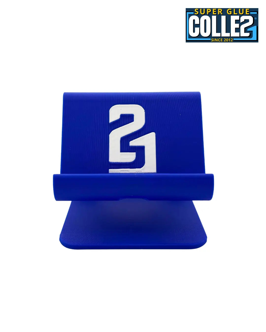 Support Téléphone Colle21 en Plastique – Support de Bureau Universel pour Smartphone, Compatible iPhone, Samsung, Huawei, Xiaomi – Stable, Compact et Léger – Bleu Super Glue Colle 21