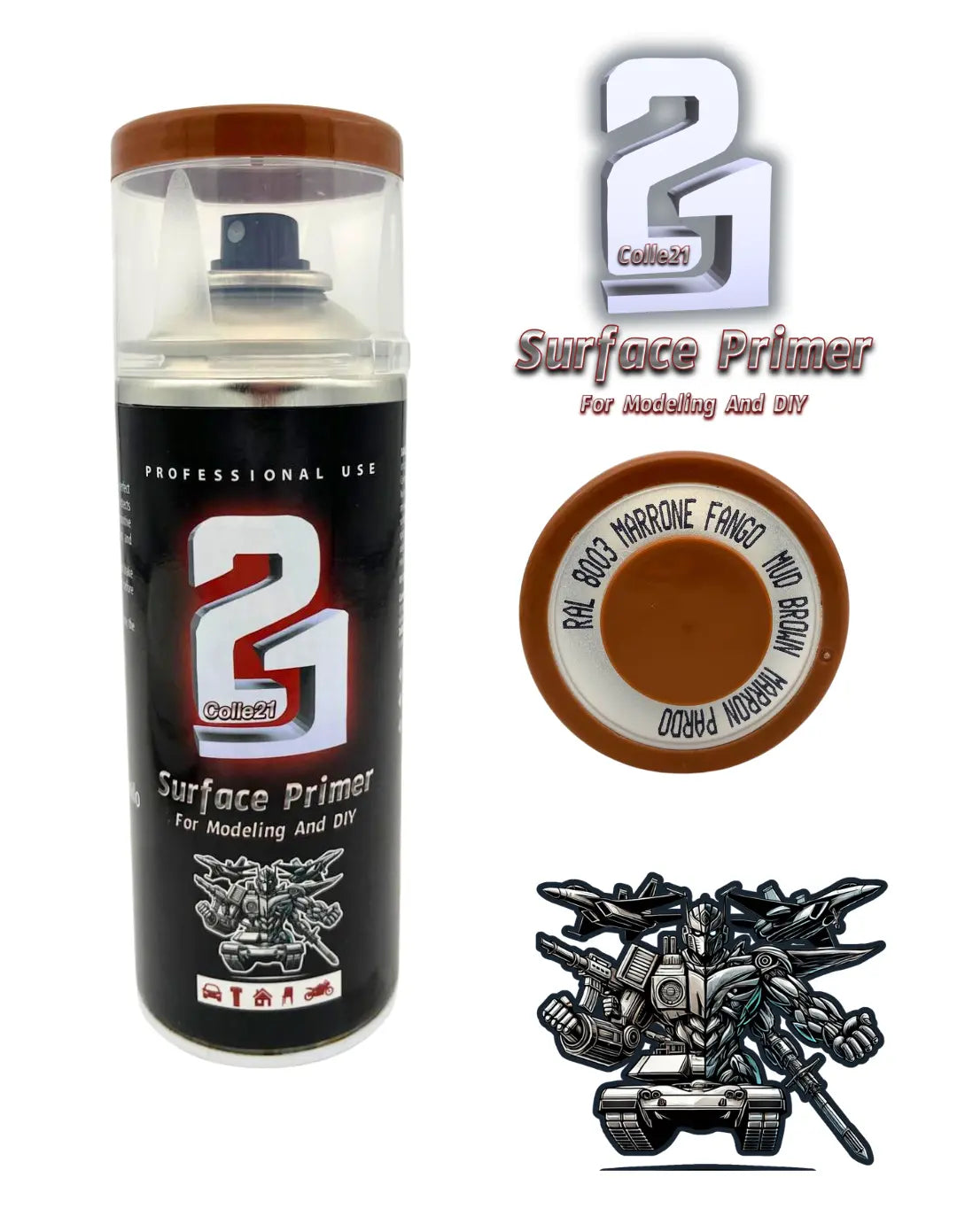 PRIMER SPRAY BROWN Colle21 - Product for DIY & model making, for perfect finishes! Super Glue Colle 21