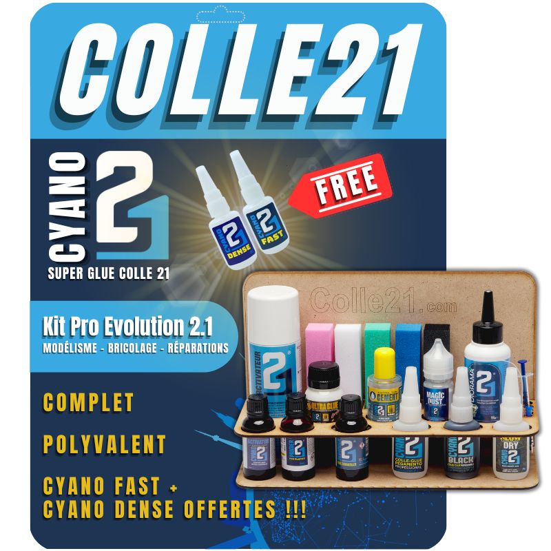 🧪 KIT PRO EVOLUTION Super Glue Colle21 Multi-Usage Tous Matériaux – Kit Professionnel idéale pour le modélisme, le bricolage créatif et les réparations techniques exigeantes. 🛠️🚀 colle 21