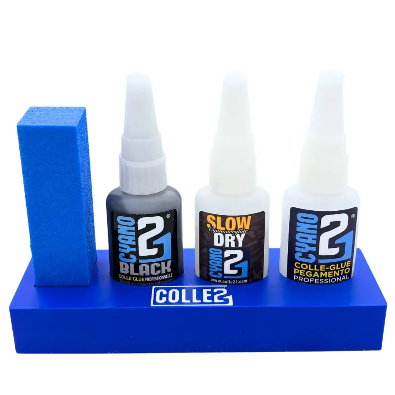 🧪 Kit TRIS Super Glue Cyano Colle21 avec Support & Lime – Lot de 3 Colles Extra-Fortes Multi-Usages pour Modélisme, Bricolage Créatif et Réparations Techniques 🛠️ Super Glue Colle 21