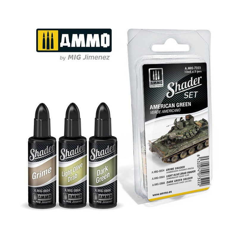 A.MIG-7322 SHADER Set American Green Super Glue Colle 21