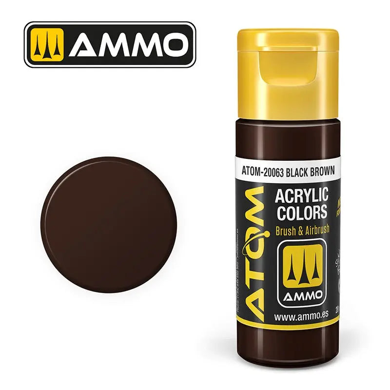 Peinture acrylique ATOM Ammo Mig Black Brown by Mig Jiménez - ATOM-20063 peinture pour le modélisme, peinture artistique, peinture acrylique.