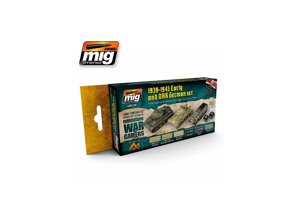 MIG peinture 7116 Wargame 1939 - 1943 Camouflage Allemand + DAK 6 x 17ml Super Glue Colle 21