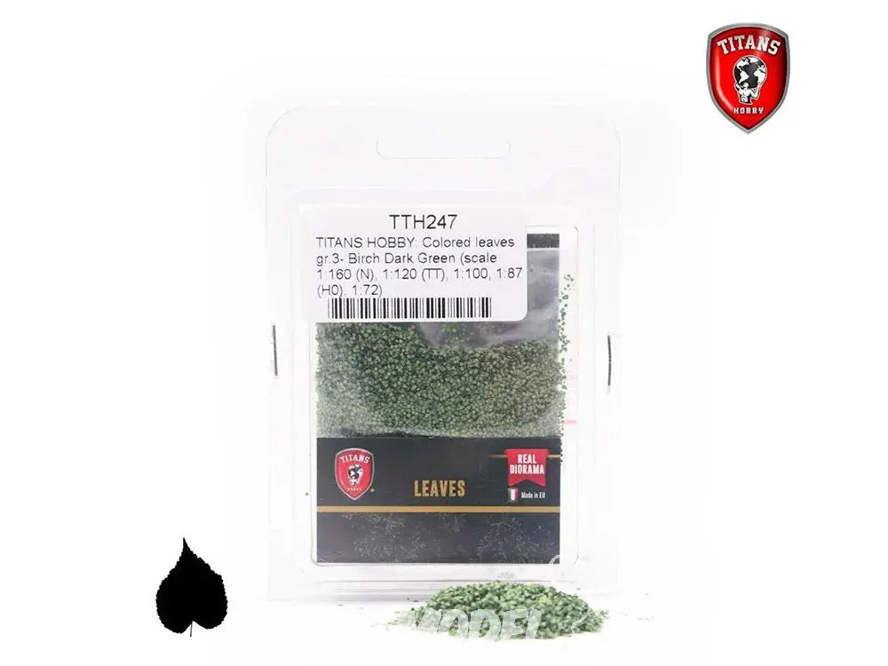 Titans Hobby végéation TTH247 Feuilles colorées 3g - Bouleau vert foncé 1/160 - 1/120 - 1/100 - 1/87 - 1/72 Super Glue Colle 21