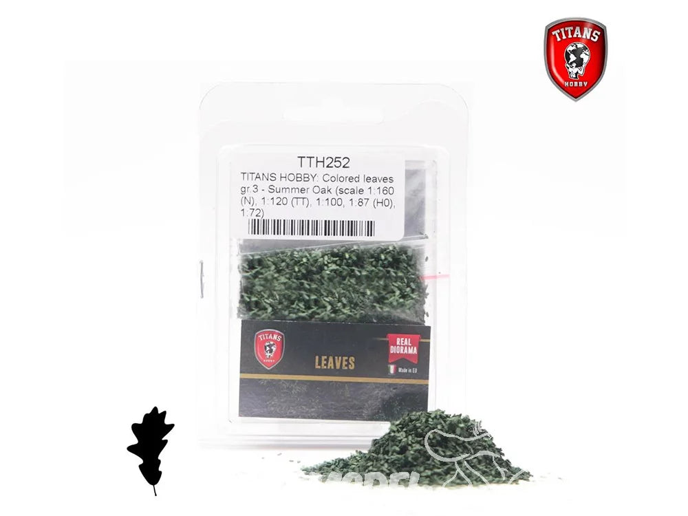 Titans Hobby végéation TTH252 Feuilles colorées 3g - Chêne été 1/160 - 1/120 - 1/100 - 1/87 - 1/72 Super Glue Colle 21