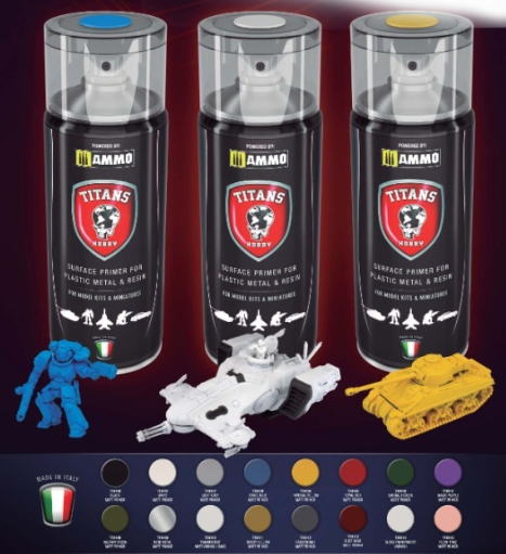 PRIMER SPRAY TITANS HOBBY pour modélisme, Primer spray BLACK MATT, PRIMER Titans Hobby pour Bricolage.