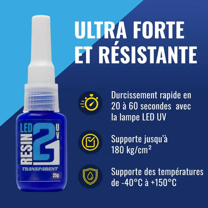 🧪 Kit TRIS Résine UV LED Colle21 avec Support + Lampe – 3 Résines Blanche, Transparente et Noire pour Modélisme, Bricolage et Créations DIY ✨🔆 Super Glue Colle 21