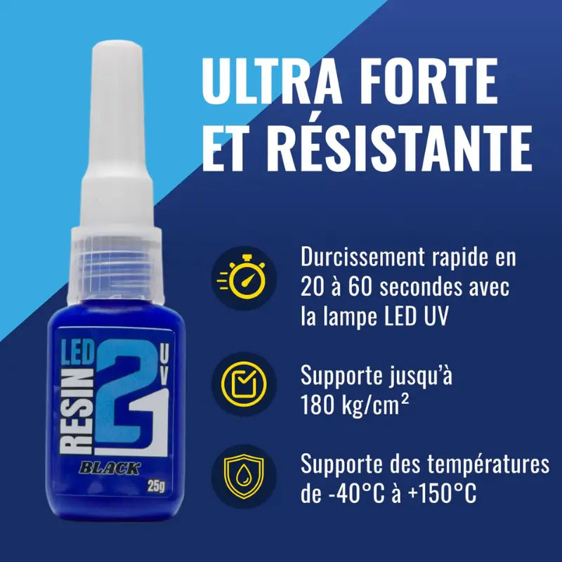 🧪 Kit TRIS Résine UV LED Colle21 avec Support + Lampe – 3 Résines Blanche, Transparente et Noire pour Modélisme, Bricolage et Créations DIY ✨🔆 Super Glue Colle 21