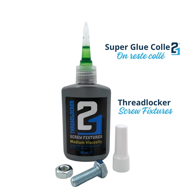 THREADLOCKER Super Glue frein-filet by Colle21 - 50 ml. Colle pour freinage, colle pour fixations, colle pour bricolage.