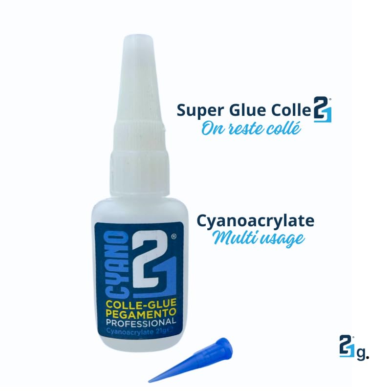 Kit d'incollaggio di Super Colla Ciano Colle 21, Set completo di Colla Ciano, 1 colla ciano, 1 Magicdust, 1Primer per ciano, 1 colla cement per resina e 3 lime abrasive.
 Set completod' incollaggio per modellismo, set completo per bricolage.