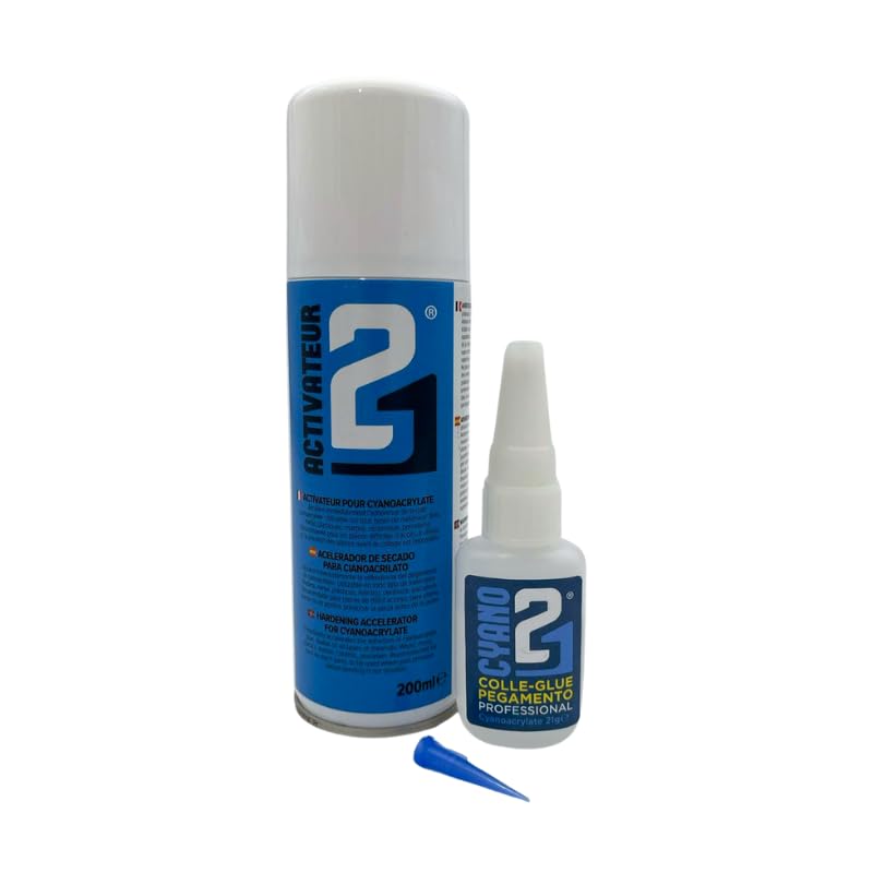 Super Glue Kit Acti Glue 21. Juego de collage de usos múltiples, Súper Glue Glue Glue Activeator para pegamento de cianoacrilato, pegamento ideal para modelismo y bricolaje.