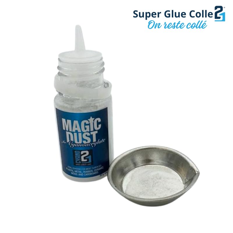 KIT BASE Colle21 Multi-usage - 1 Cyanoacrylate Superglue Colle21 - 1 MagicDust21 poudre de remplissage - 3 Limes Abrasives pour le ponçage - Kit pour le modélisme, Kit pour le Bricolage, Kit pour DIY