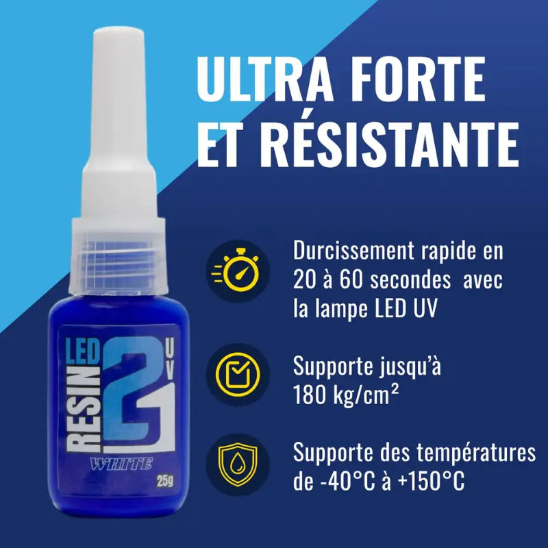 🧪 Kit TRIS Résine UV LED Colle21 avec Support + Lampe – 3 Résines Blanche, Transparente et Noire pour Modélisme, Bricolage et Créations DIY ✨🔆 Super Glue Colle 21