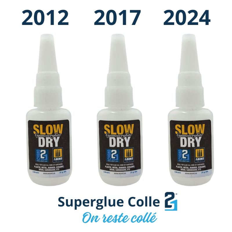 Super Glue Colle 21 SLOW DRY 21g.  by Ammo Mig, Colle Extra Forte Cyanoacrylate  - Colle Cyanoacrylate, Colle fort pour modélisme, colle pour bricolage.