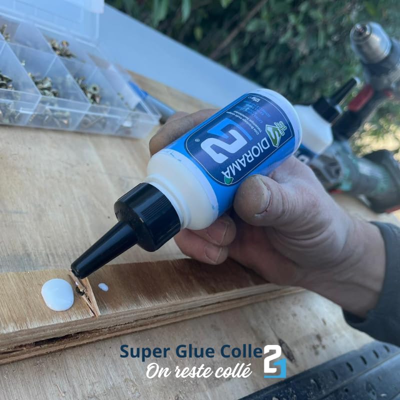 Vinyl white glue Colle21 - 125 ml- Super glue for assembly and mounting work on porous materials (wood, paper, cardboard, agglomerated, MDF ...),
