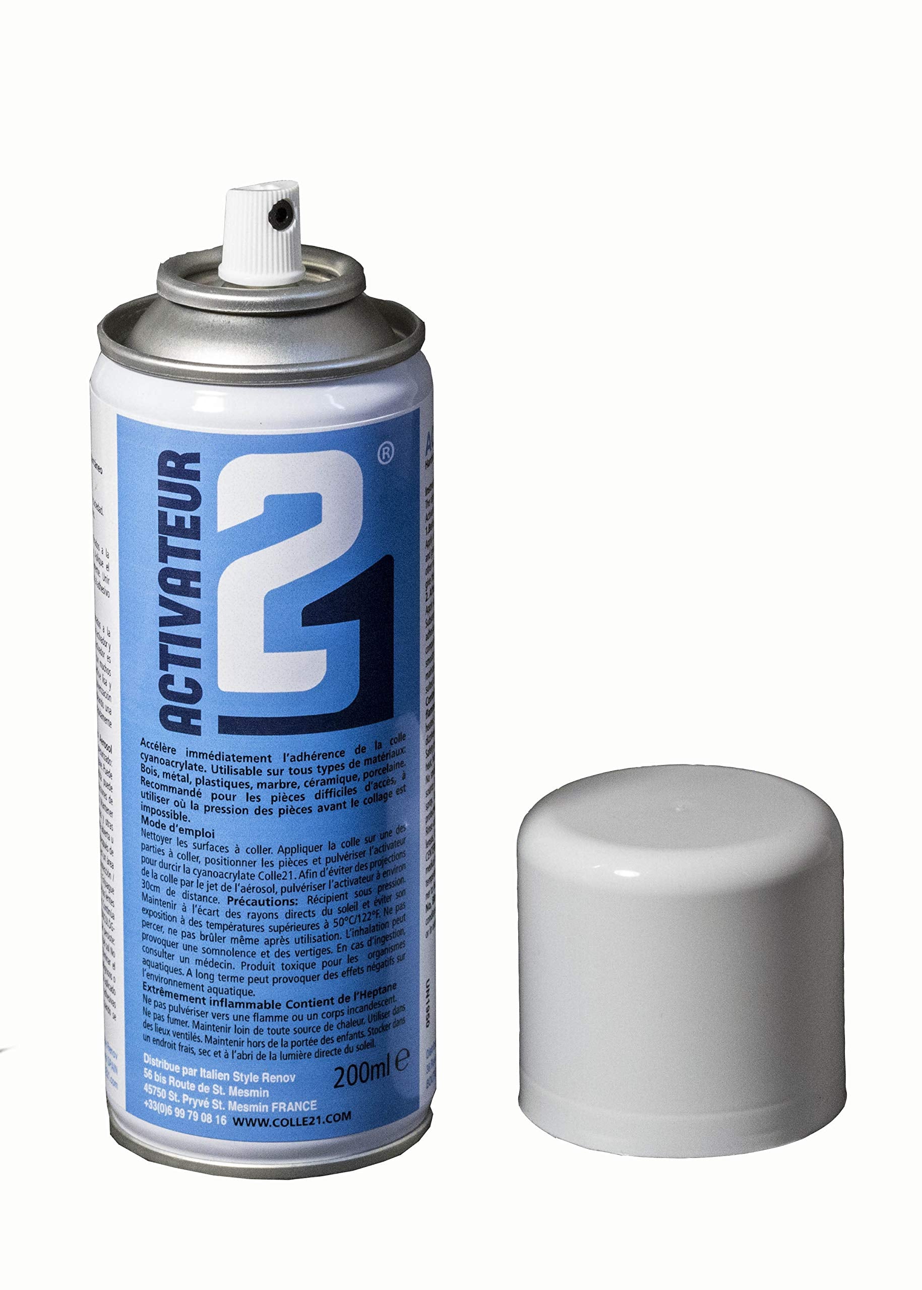 Activator21 Spray - 200ml - Para acelerar el pegado de Colle21, Cyanoacrylato Super Glue.