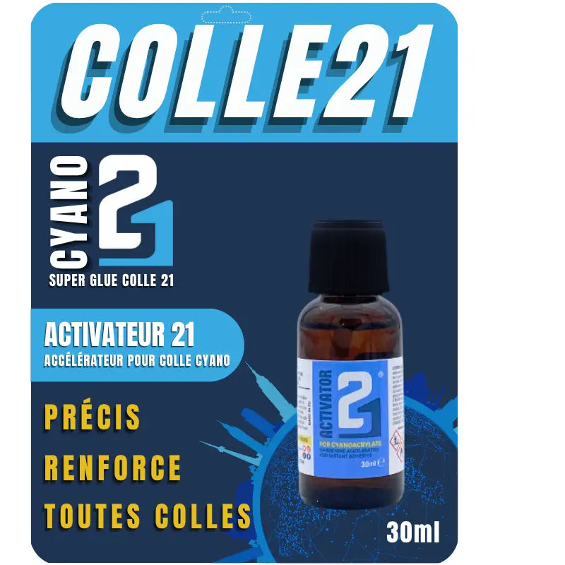 🚀 Activateur Liquide Superglue Colle21 – 30ml | Activation Instantanée pour Colle Cyanoacrylate | Collage Rapide et Précis
