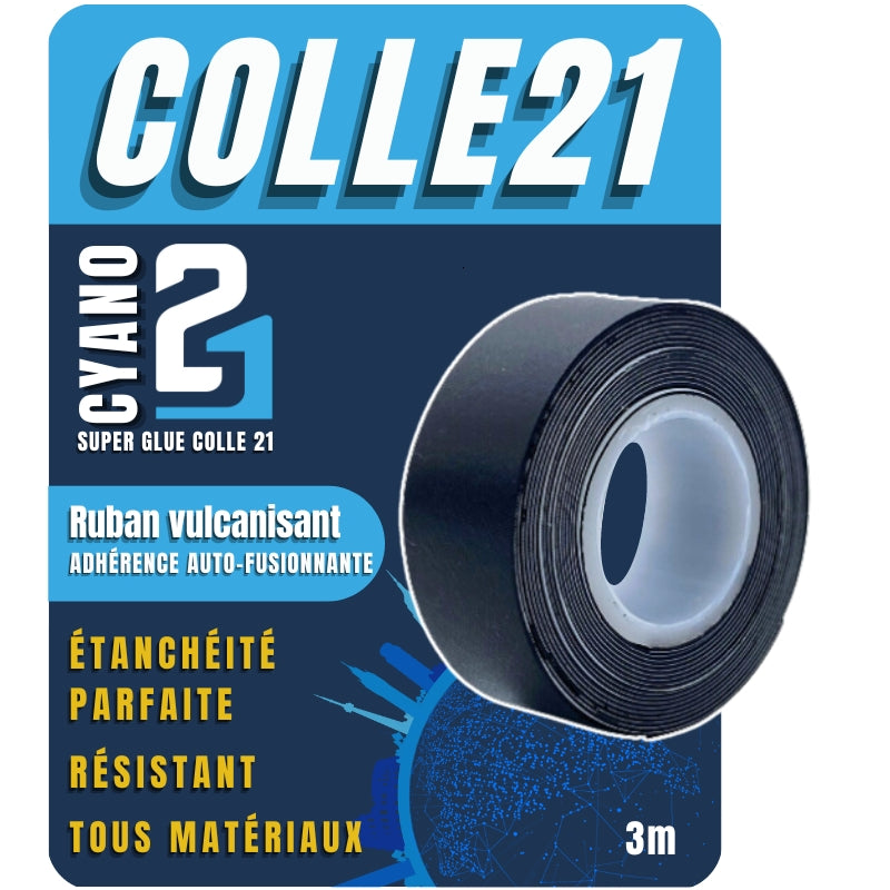VULCANIZER TAPE- 3m/19mm by Colle 21, ruban professionnel vulcanisant pour adhérence durable, ruban vulcanisant pour bricolage