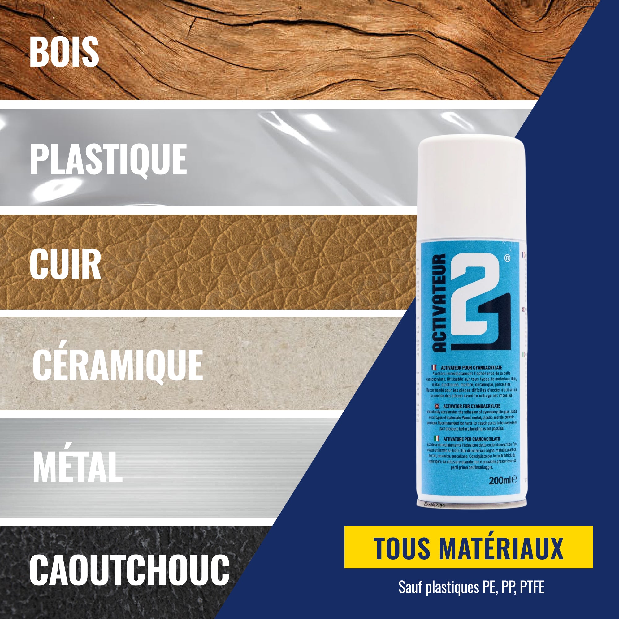 Activator21 spray - 200ml - for cyanoacrylate glue Colle21 to speed up the glueing of Colle21, cyanoacrylate super glue.