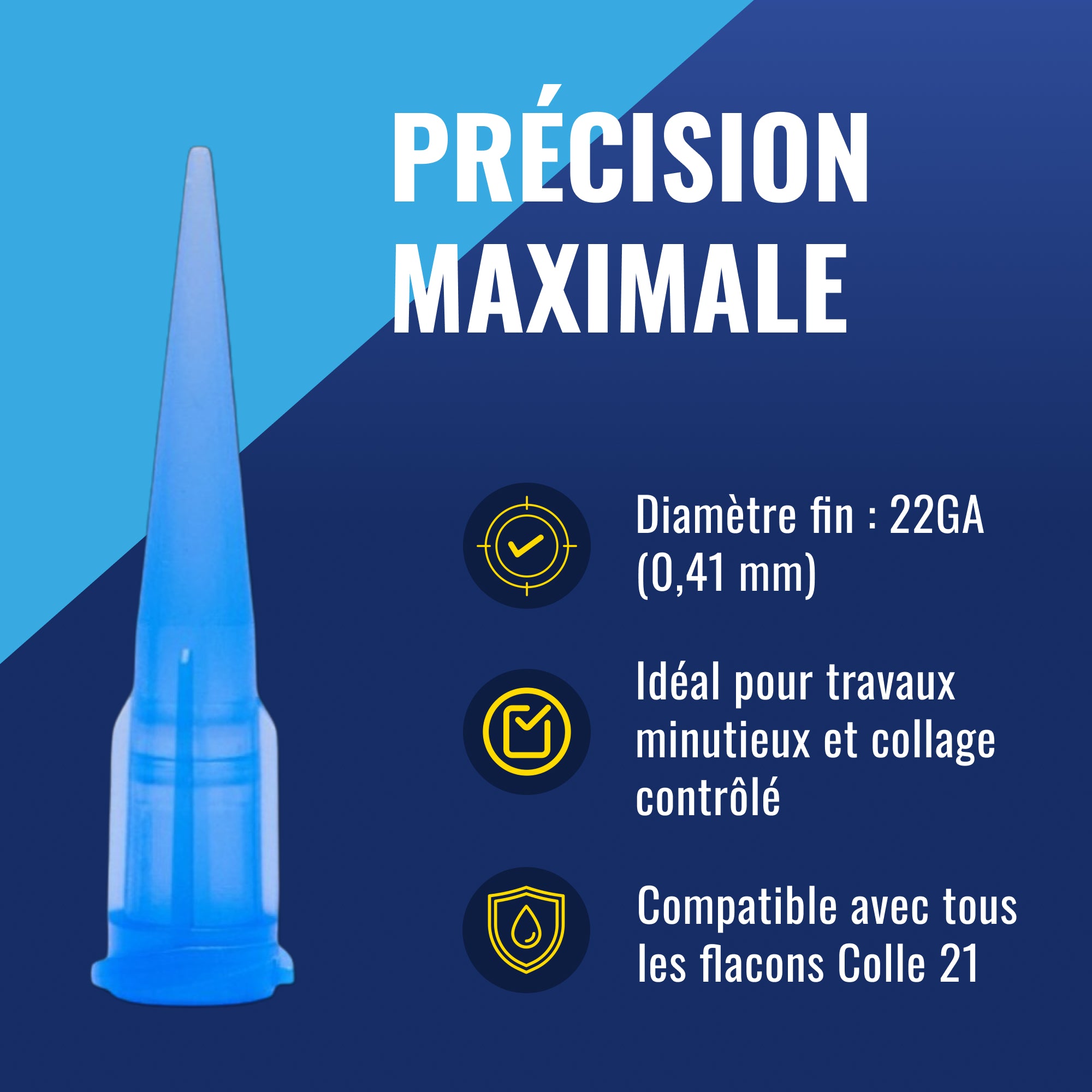 10 CANULES de précision en POLYETHYLENE - Diamètre 22GA By Colle21. Canules compte-gouttes pour flacon de Super Glue Colle21, canules pour le modélisme et le bricolage