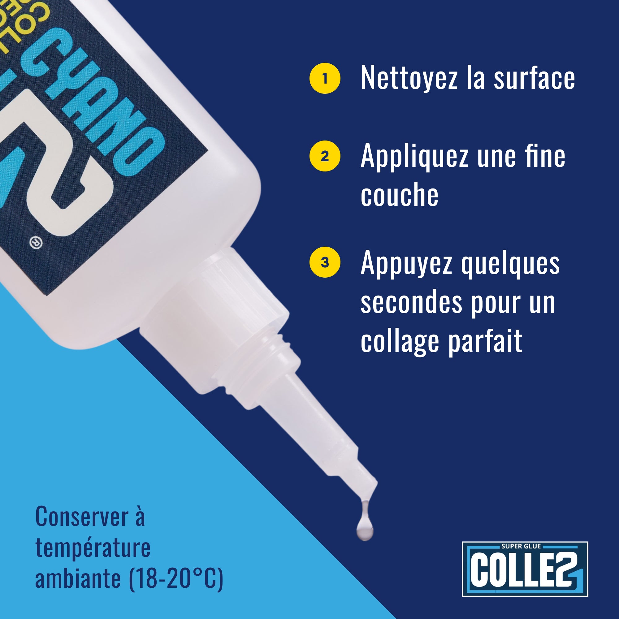 Super Glue Cyano Colle21 50g | Colle Extra Forte pour réparation précise – Colle grand format – Colle à séchage rapide – Colle Multi-Usage pour tous matériaux – Colle Fluide & Durable