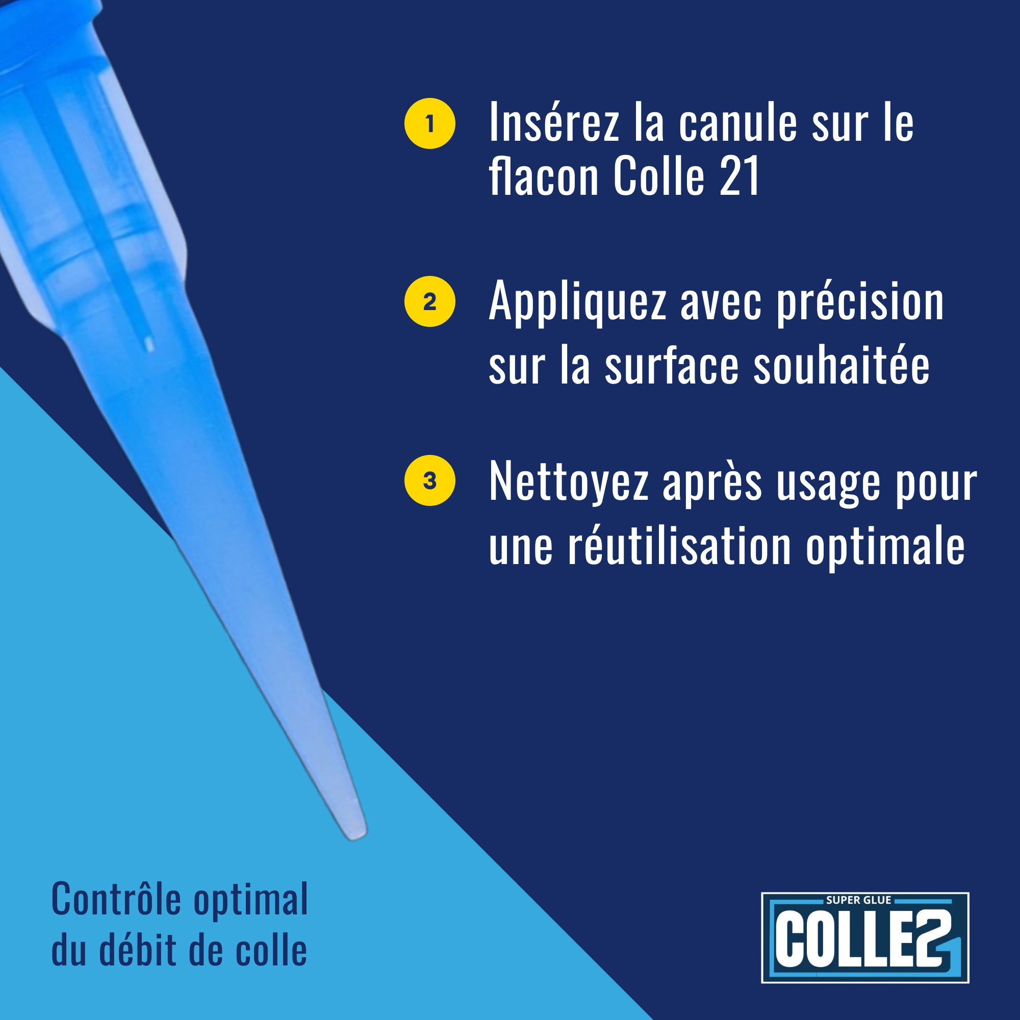 10 CANULES de précision en POLYETHYLENE - Diamètre 22GA By Colle21. Canules compte-gouttes pour flacon de Super Glue Colle21, canules pour le modélisme et le bricolage