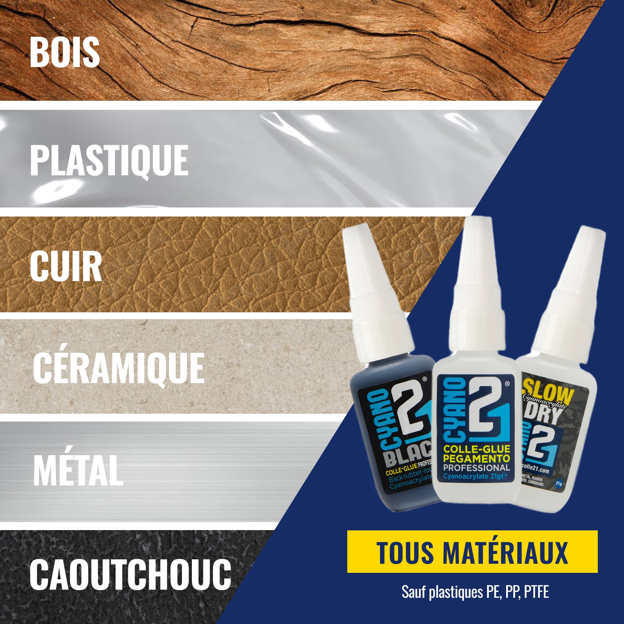 TRIS Super Glue Colle21 - 3 glues Colle21 for optimal results, high quality cyanoacrylate glues. Glue for model making, glue for DIY