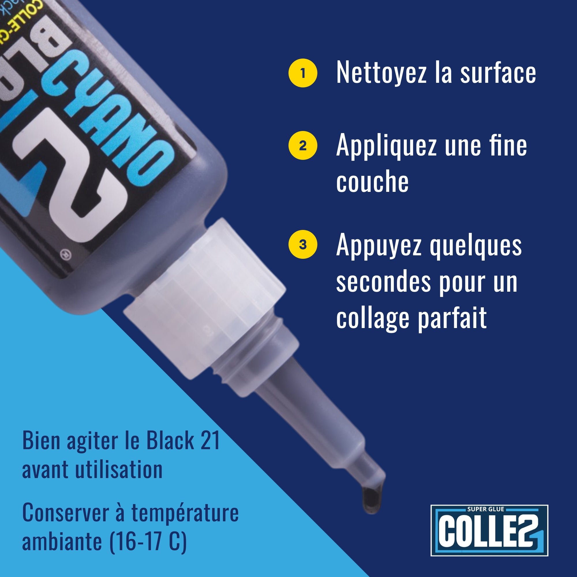 TRIS Super Glue Colle21 - 3 glues Colle21 for optimal results, high quality cyanoacrylate glues. Glue for model making, glue for DIY