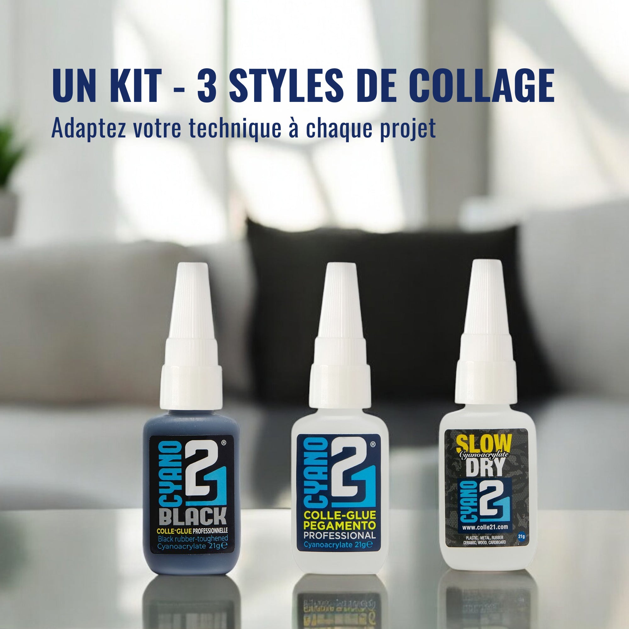 TRIS Super Glue Colle21 - 3 glues Colle21 for optimal results, high quality cyanoacrylate glues. Glue for model making, glue for DIY
