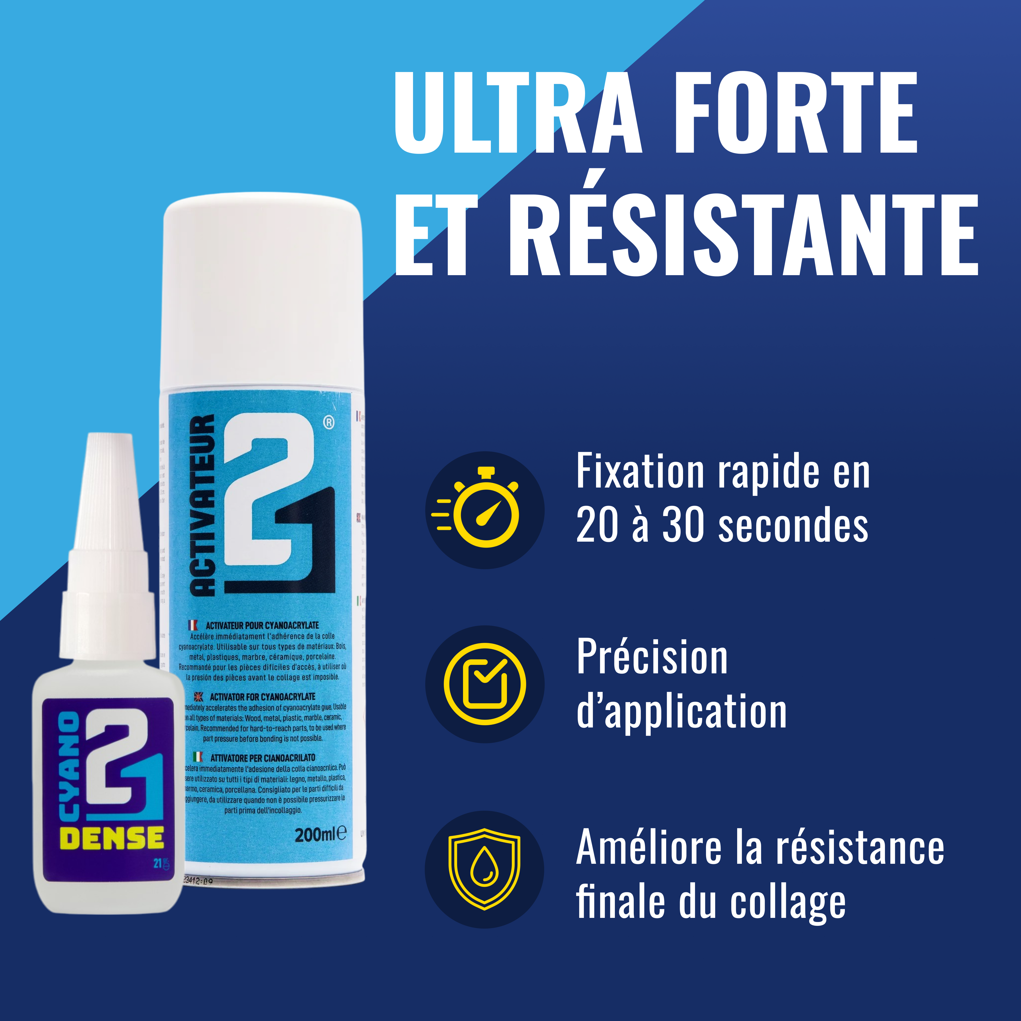 🧪 KIT ACTI DENSE Colle21, Super Glue Colle21 DENSE + Activateur Spray 200ml – Précision, Contrôle et Adhésion Ultra-Rapide pour Modélisme & Bricolage 🚀