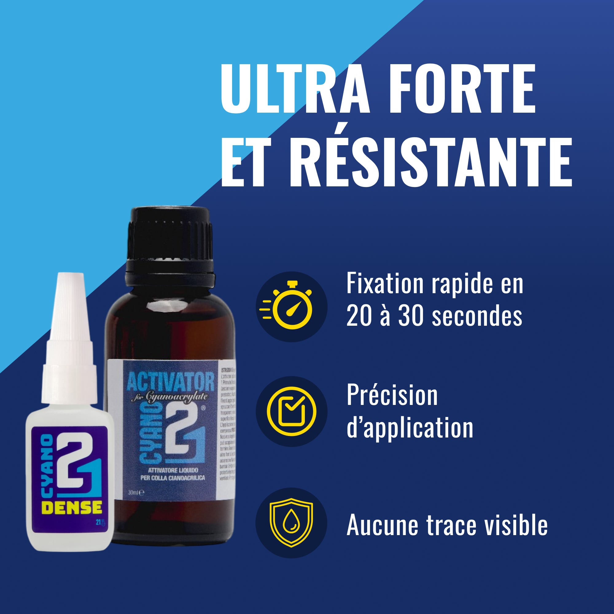 Kit Superglue glue Cle21 dense + liquid activator 30ml -Colle for model making, glue for DIY, cyanoacrylate glue