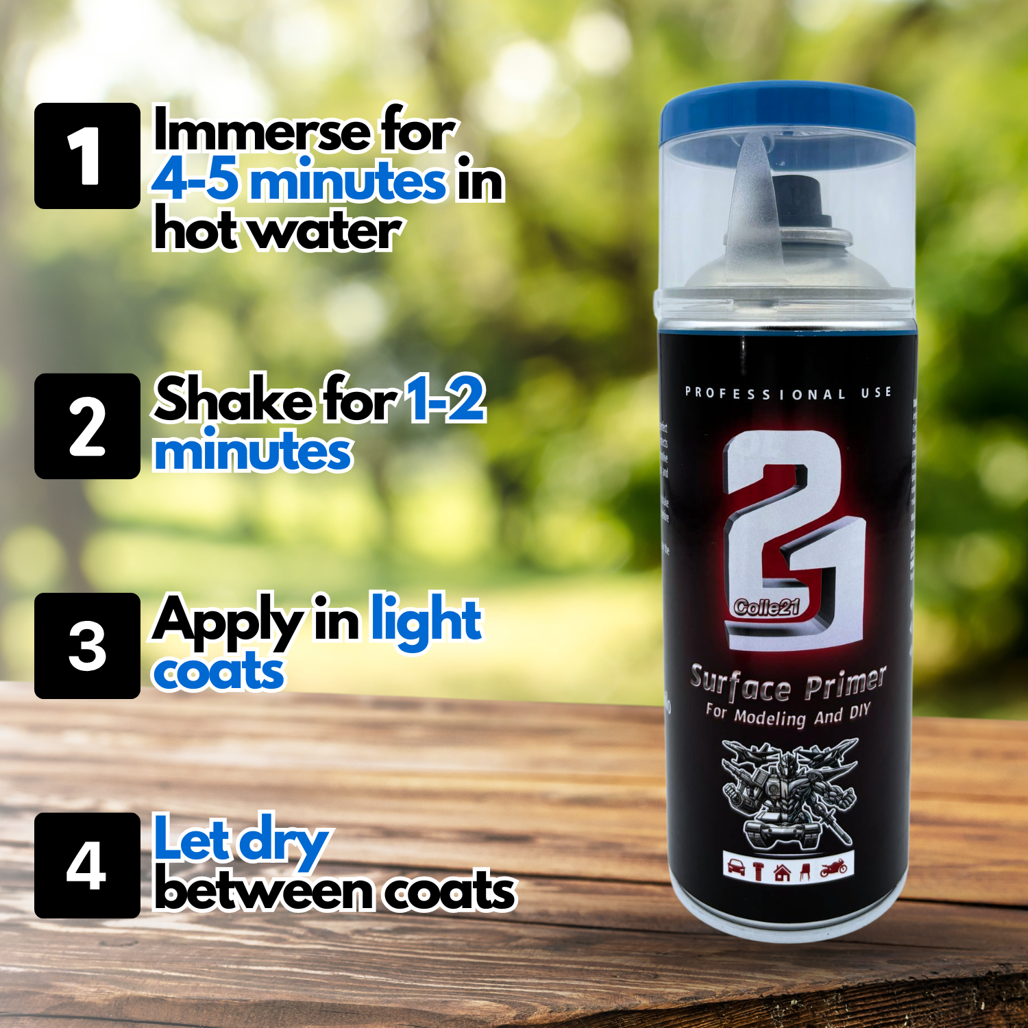  PRIMER SPRAY BLUE MATT Colle21 for modeling, Primer spray BLUE MATT for DIY and Hobby.