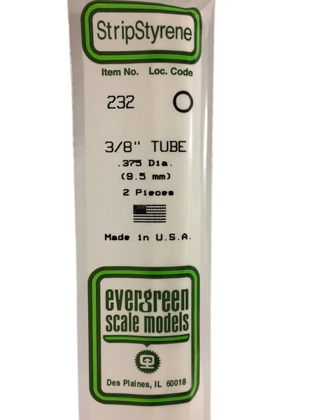 232 - .375" (9.5mm) OD OPAQUE WHITE POLYSTYRENE TUBING