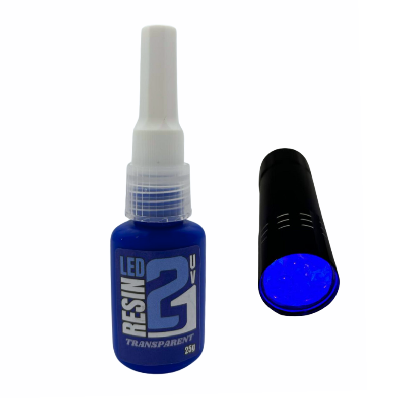 Colla Resina UV Led by Colle21 - Resina Trasparente + Lampada Uv Led per modellismo, resina per il bricolage.