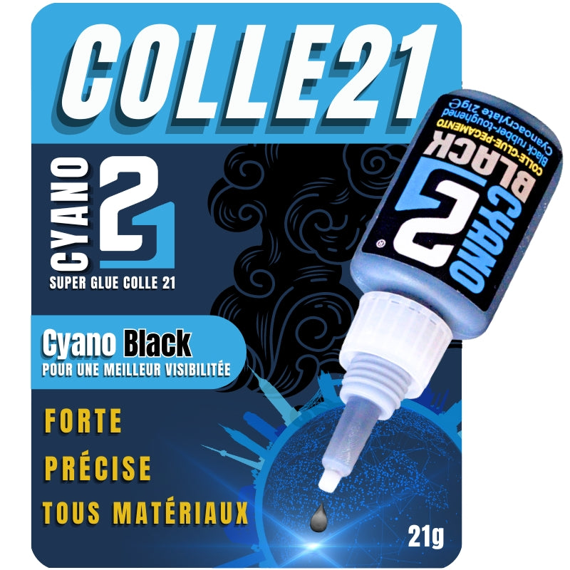Colle21 super glue black - 21 g, black cyanoacrylate glue, black glue for model making, black glue for DIY.