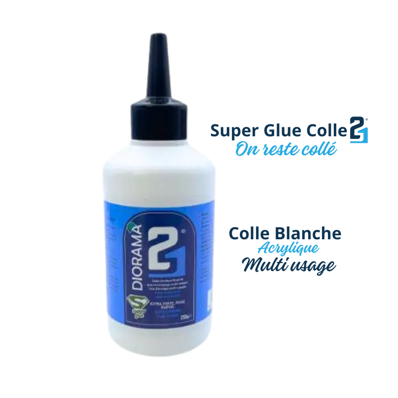 Colle Blanche Vinylique Colle 21 - 125 ml- Glue Pour les travaux d'assemblage et de montage sur matériaux poreux (bois, papier, carton, aggloméré, MDF...),