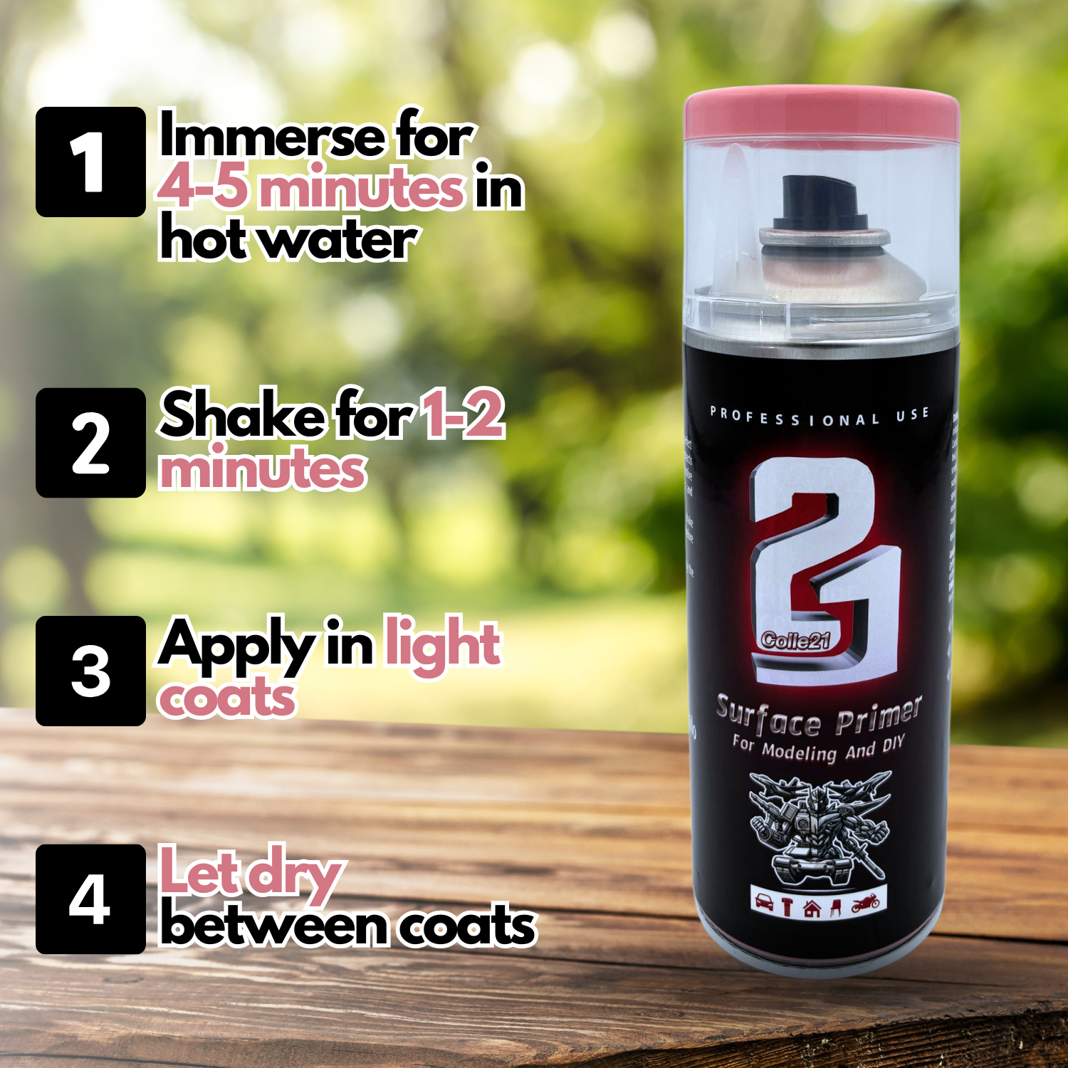PRIMER SPRAY PINK MAT Colle21 pour modélisme, Primer spray PINK MAT pour bricolage et Hobby.