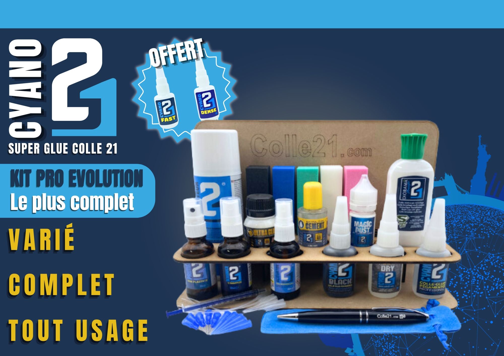 KIT PRO EVOLUTION Colle21 Multi-Usage Tous Matériaux - Kit de colle pour le modélisme, Kit de collage pour le bricolage, Kit pour réparations