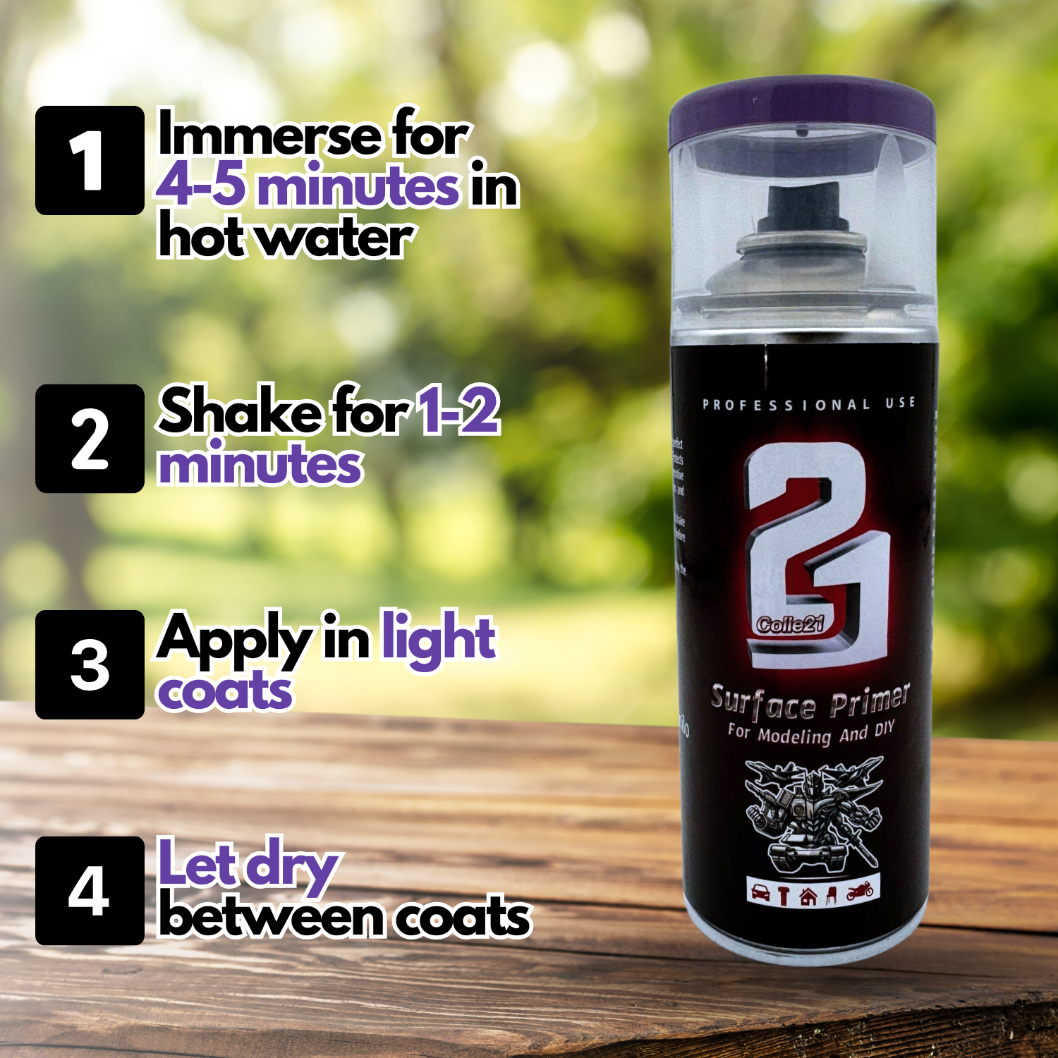 PRIMER SPRAY PURPLE MATT Colle21 pour modélisme, Primer spray PURPLE MATT pour bricolage et Hobby.