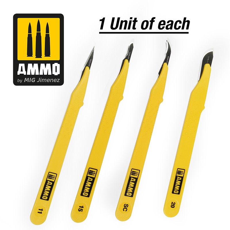 A.MIG-8696 PC SET-4 SET-4 PCS. (1 cuchilla estándar recta + 1 cuchilla curvada + 1 cucharada de cuchilla + 1 cuchilla curvada